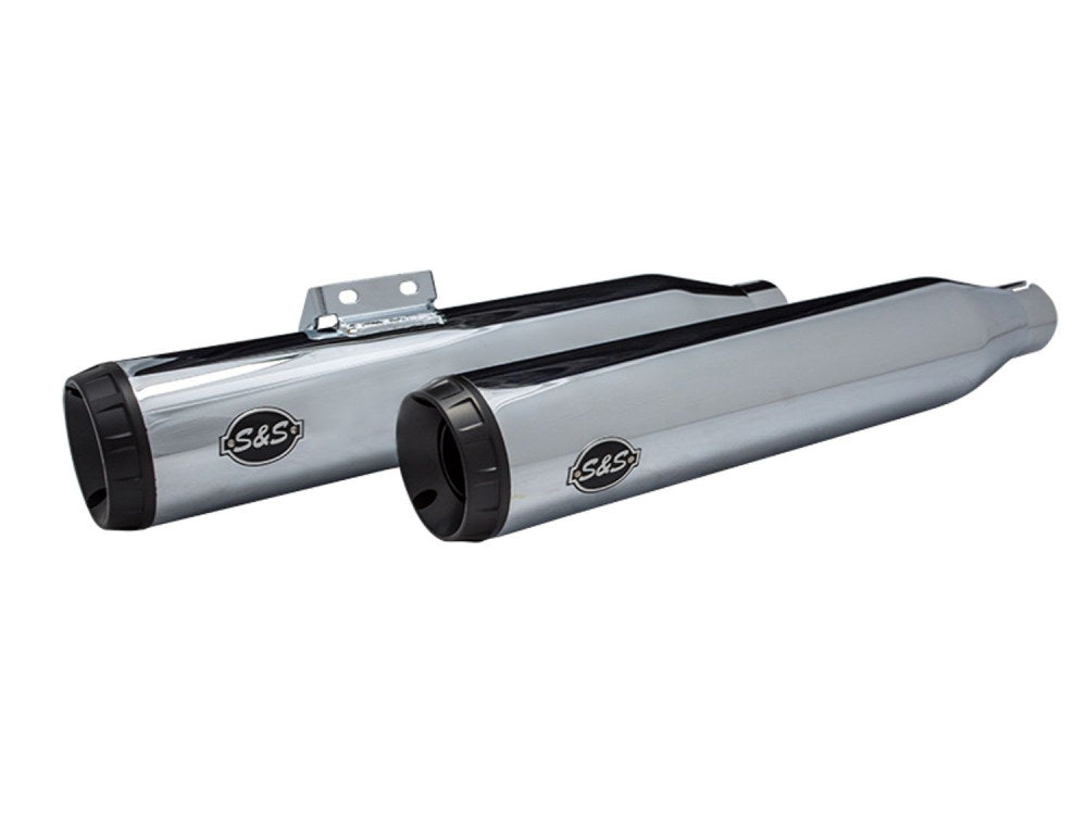 3-1/2in. Grand National Slip-On Mufflers – Chrome with Black End Caps