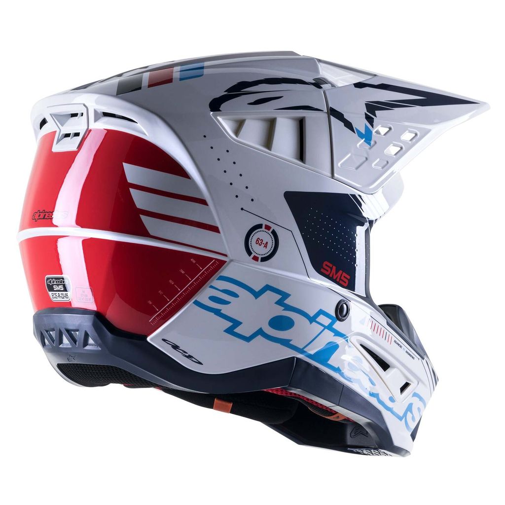 Alpinestars 2023 SM5 Action Gloss White/Cyan/Dark Blue Helmet