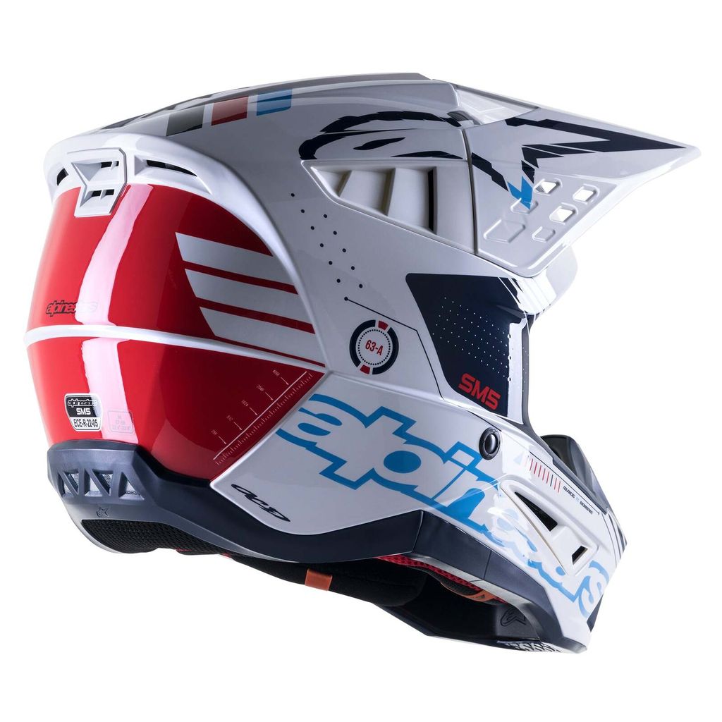 Alpinestars 2023 SM5 Action Gloss White/Cyan/Dark Blue Helmet CL