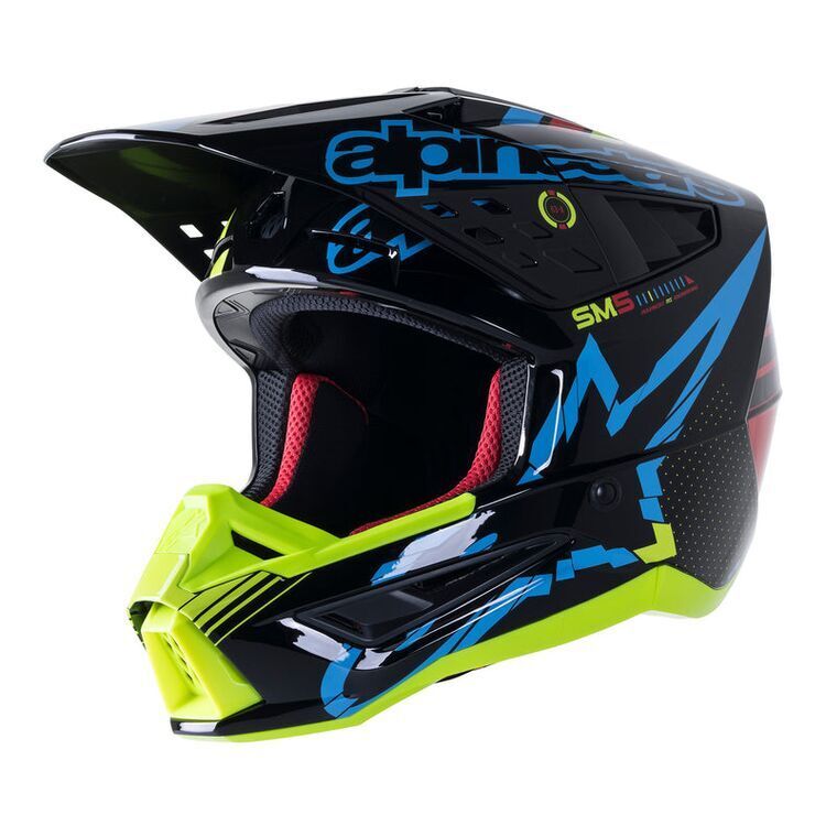 Alpinestars Supertech M5 Action Helmet - Black/Cyan/Yellow Fluoro Glossy
