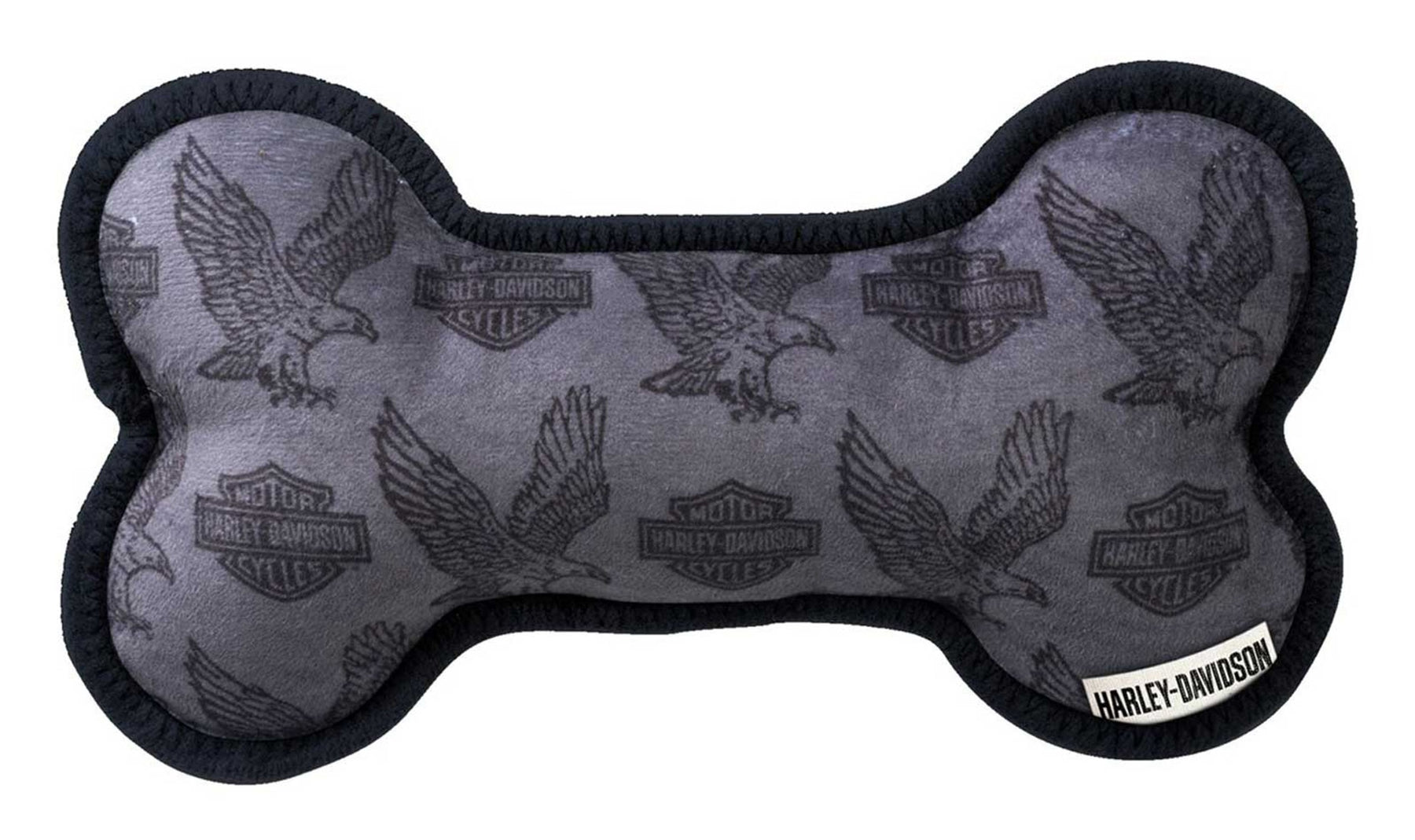 Harley-Davidson® Repeat Bar & Shield Eagle Plush Bone Dog Toy w/ Squeaker – Grey