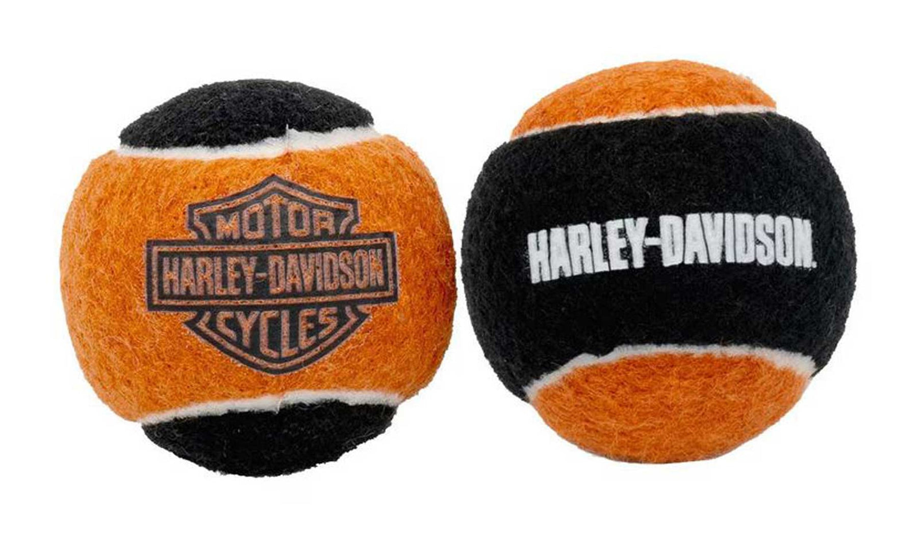 Harley-Davidson® Bar & Shield Tennis Ball Dog Toy Set w/ Squeakers - Black/Orange