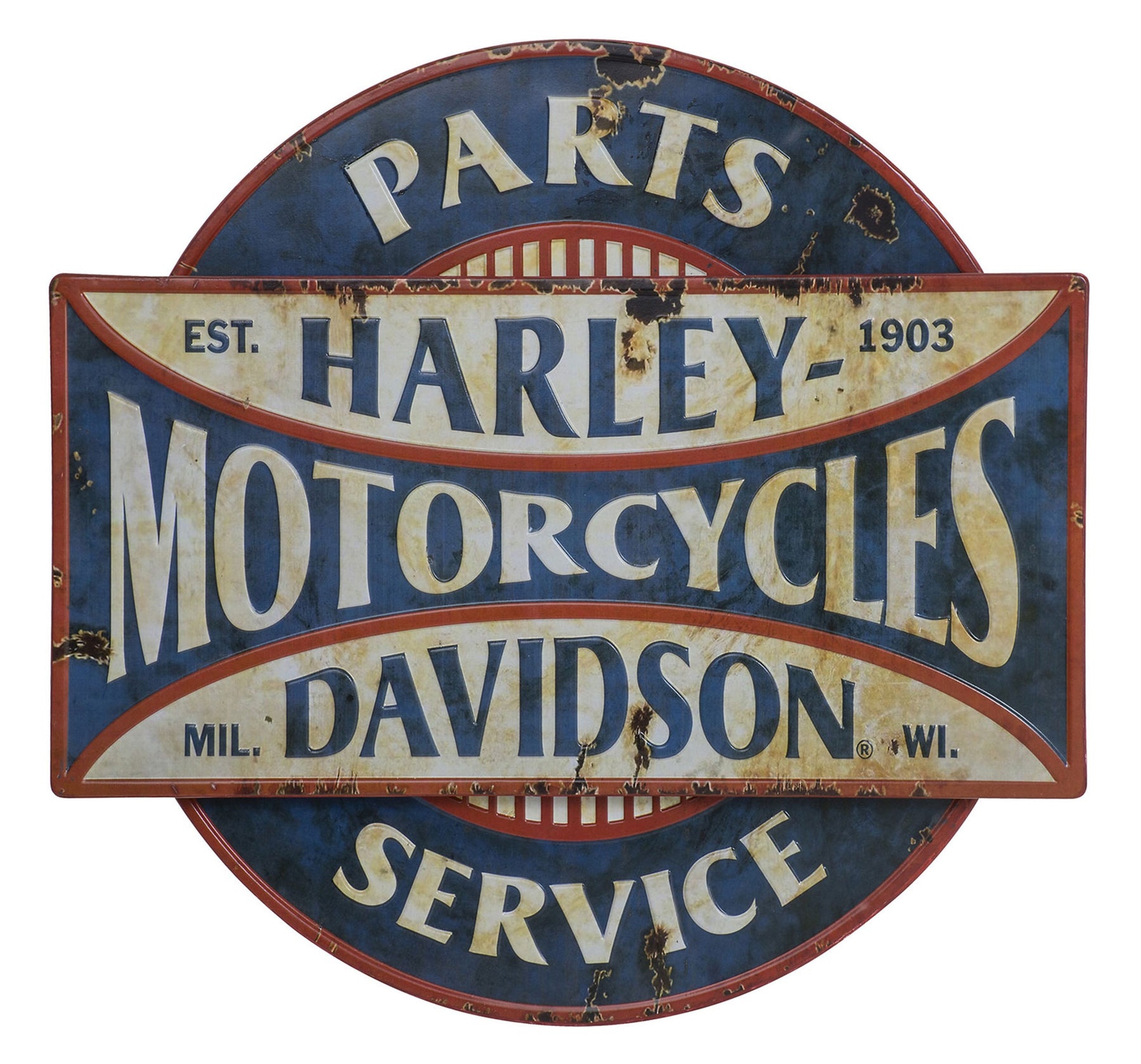 Harley-Davidson Parts & Service Two-Tired Metal Sign - Blue