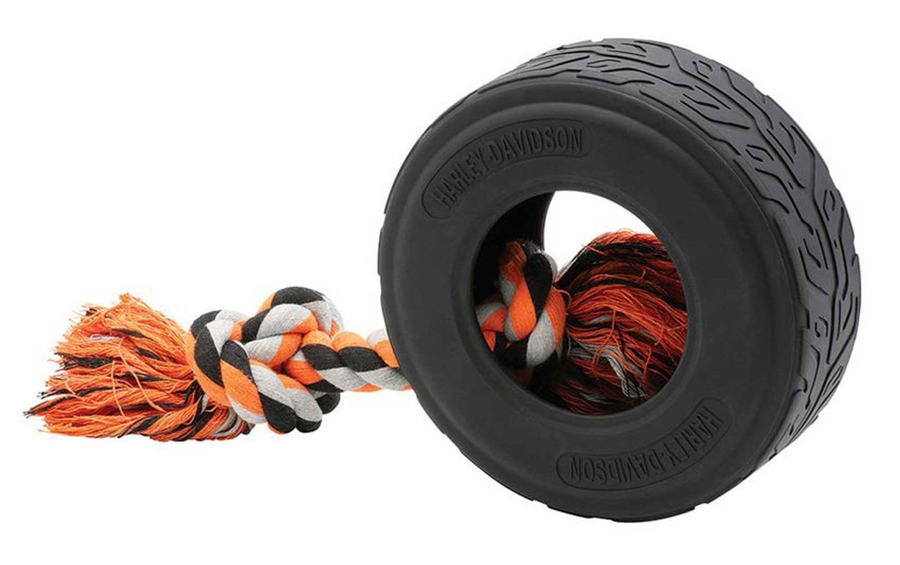 Harley-Davidson Rubber Tire w/ Knotted Cotton Rope Handle Dog Toy - Large