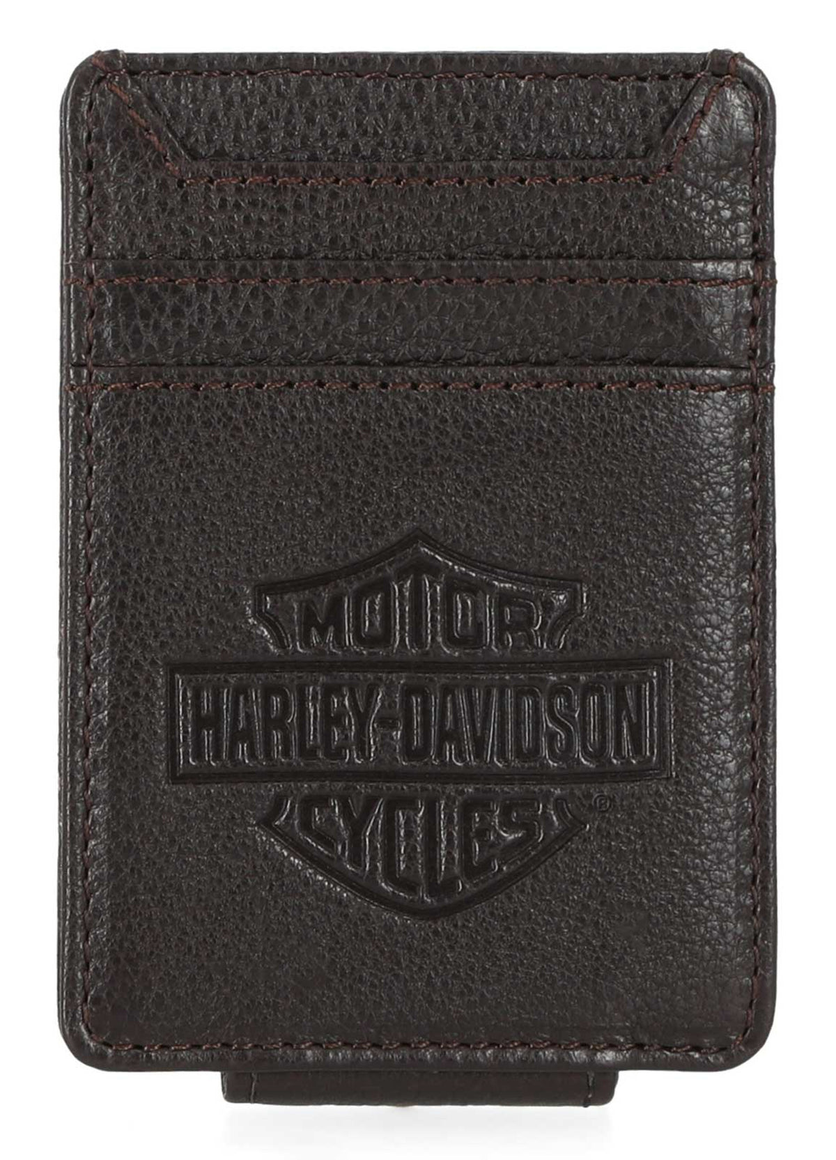 Harley-Davidson® Men's Bar & Shield Front Pocket Leather Money Clip – Brown