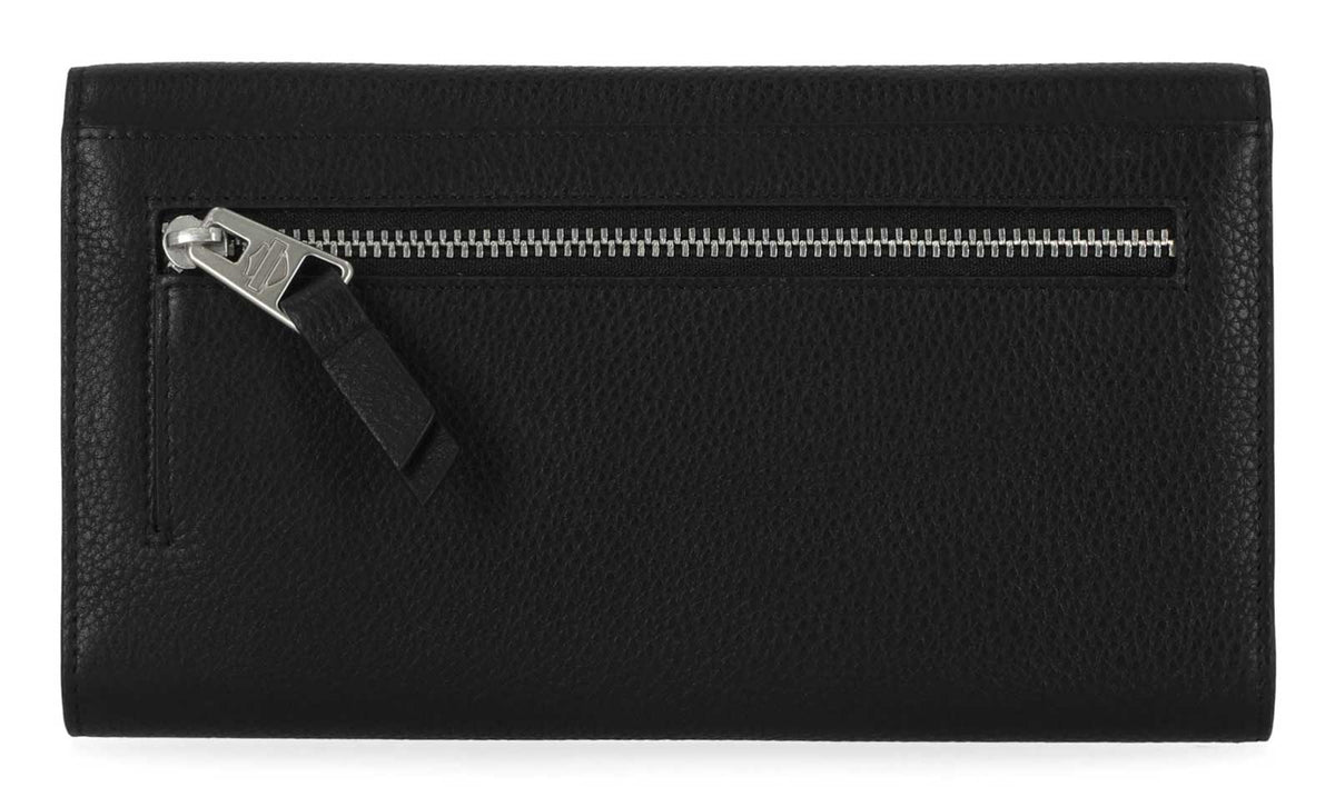 Harley-Davidson® Women's Classic Logo Genuine Leather Clutch Wallet - Black