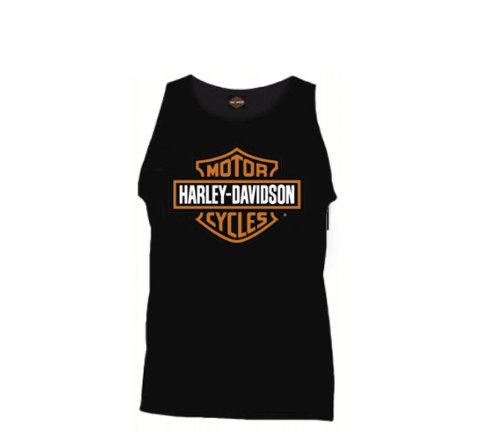Harley Davidson Men's Bar & Shield Tank- Black/ Orange