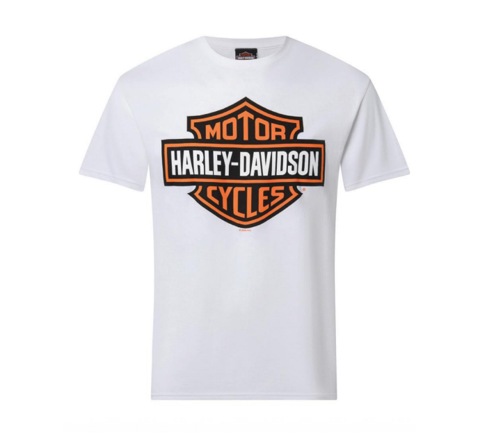 Harley-Davidson Men's B & S Orange On White Tee