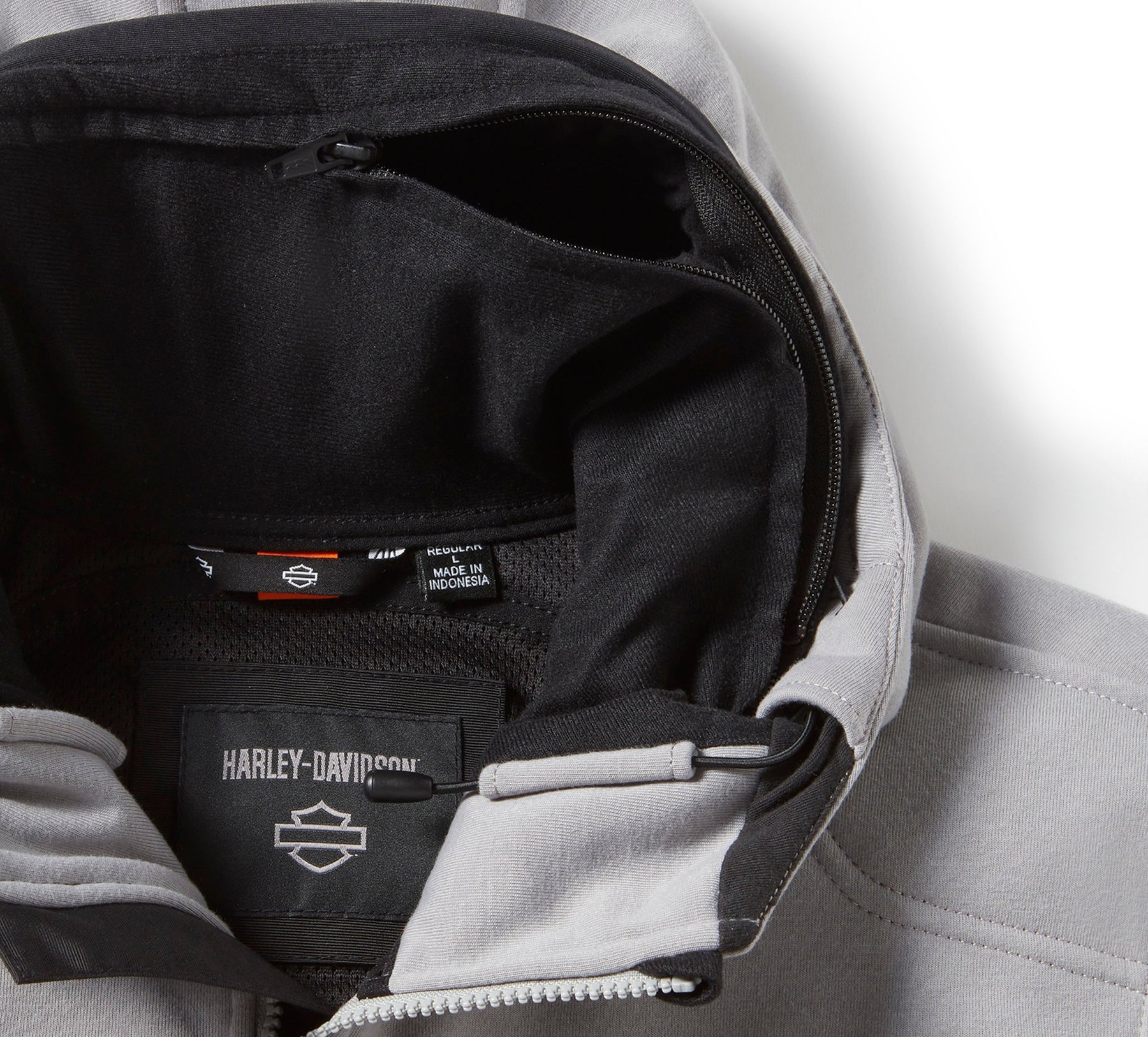 Harley-Davidson Men's H-D Trenton Deflector 2.0 Hooded Riding Fleece - Colorblock - Billiard Grey & Harley Black