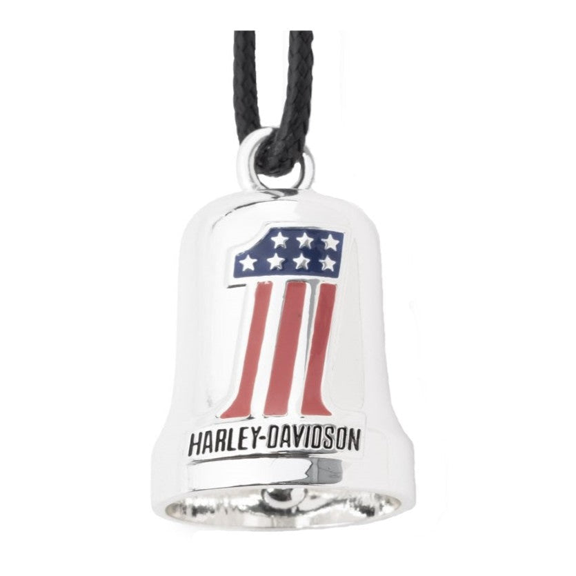 Harley-Davidson® H-D Red White & Blue #1 Racing Logo Ride Bell – Silver Finish