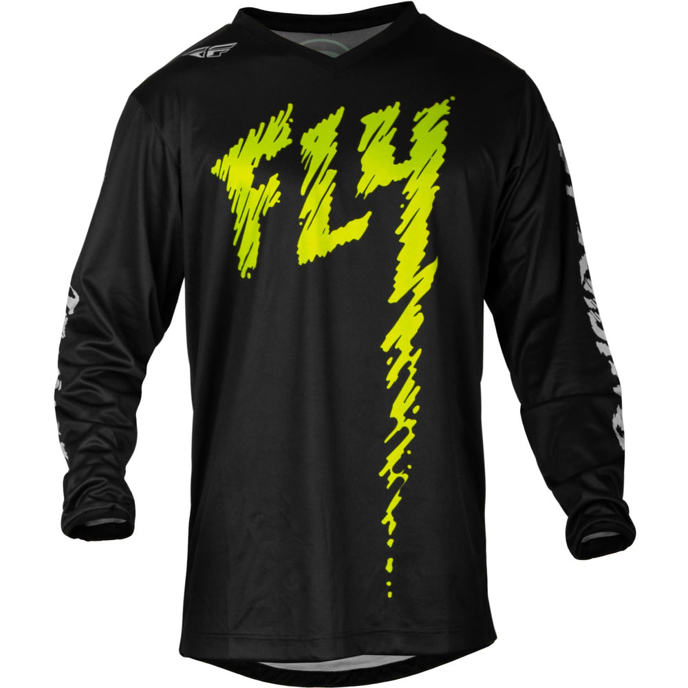 Fly Racing 2024 F-16 Jersey - Black Neon Green Light Grey CL