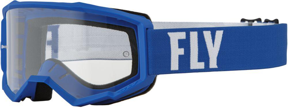 Fly Racing Goggles Focus Youth Blue White Clear Lens CL