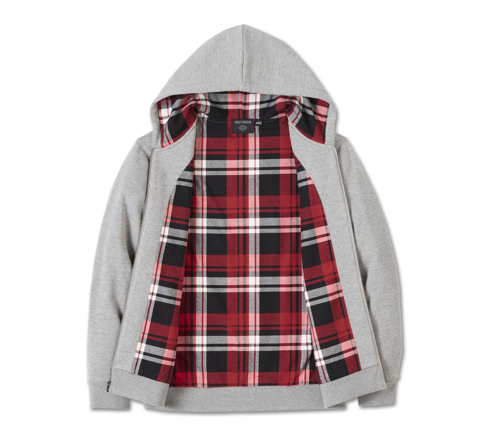 Harley-Davidson Men's Bar & Shield Plaid Lined Zip-Up Hoodie