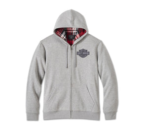 Harley-Davidson Men's Bar & Shield Plaid Lined Zip-Up Hoodie