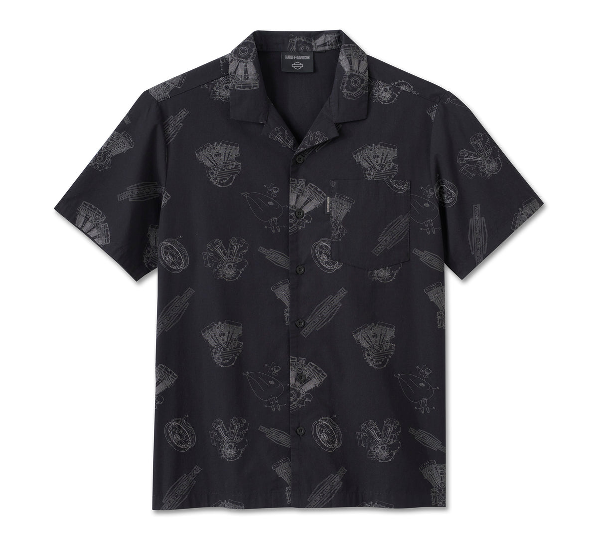 Harley Davidson Men's Engine Aloha Short Sleeve Shirt