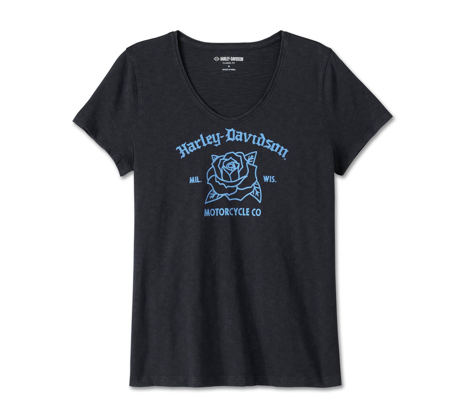 Harley Davidson Women's United V-Neck Rosebud Tee