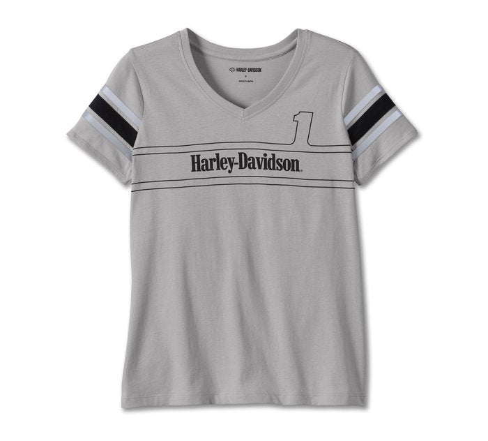 Harley- Davidson Women's #1 Racing Tee with Reflective Stripe - Vapor Blue