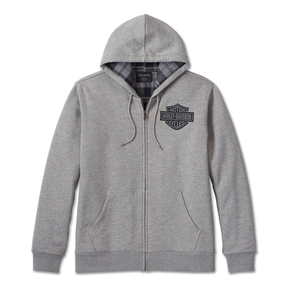 Harley-Davidson Men's Bar & Shield Lined Zip-Up Hoodie - Medium Heathe