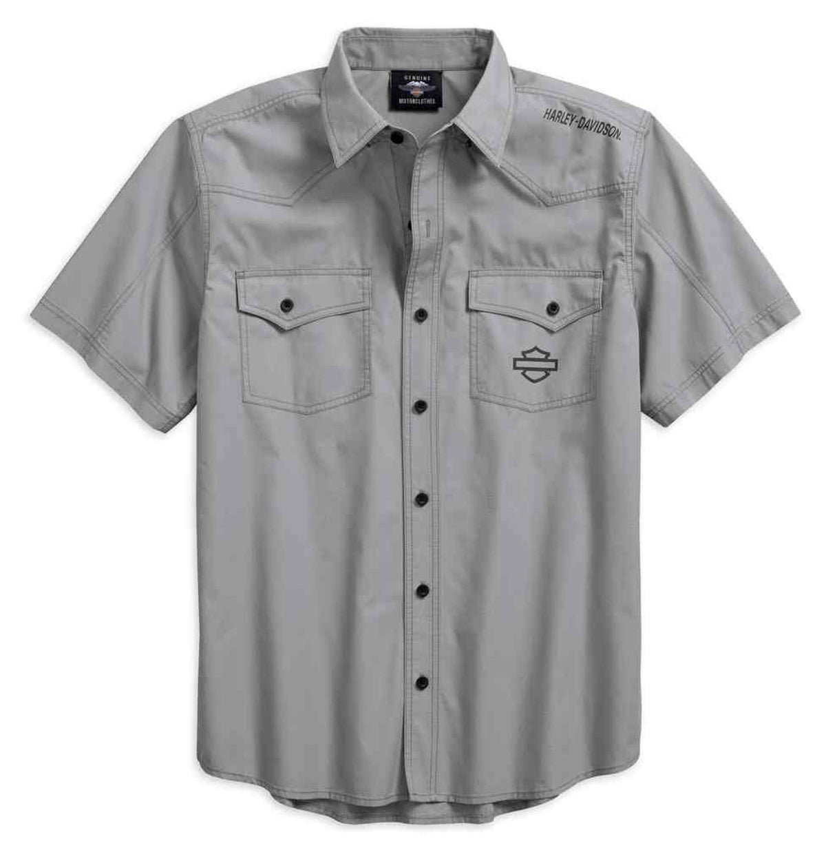 Harley-Davidson Men's Ripstop Short Sleeve Woven Shirt Grey