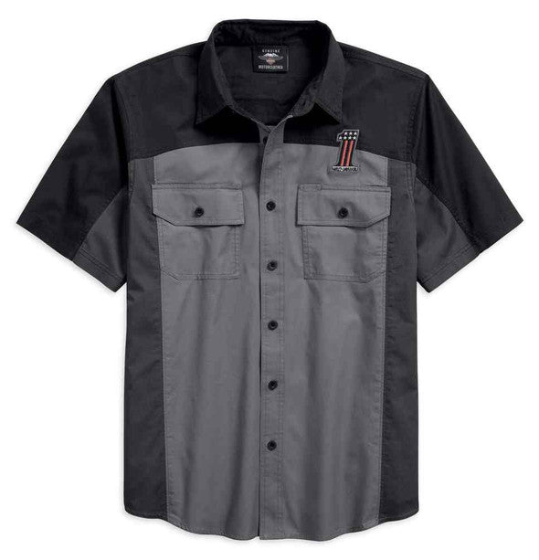 Harley-Davidson Men's #1 Colorblocked Short Sleeve Woven Shirt