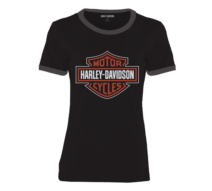 Harley-Davidson Women's Essential Bar & Shield Ringer Tee - Black