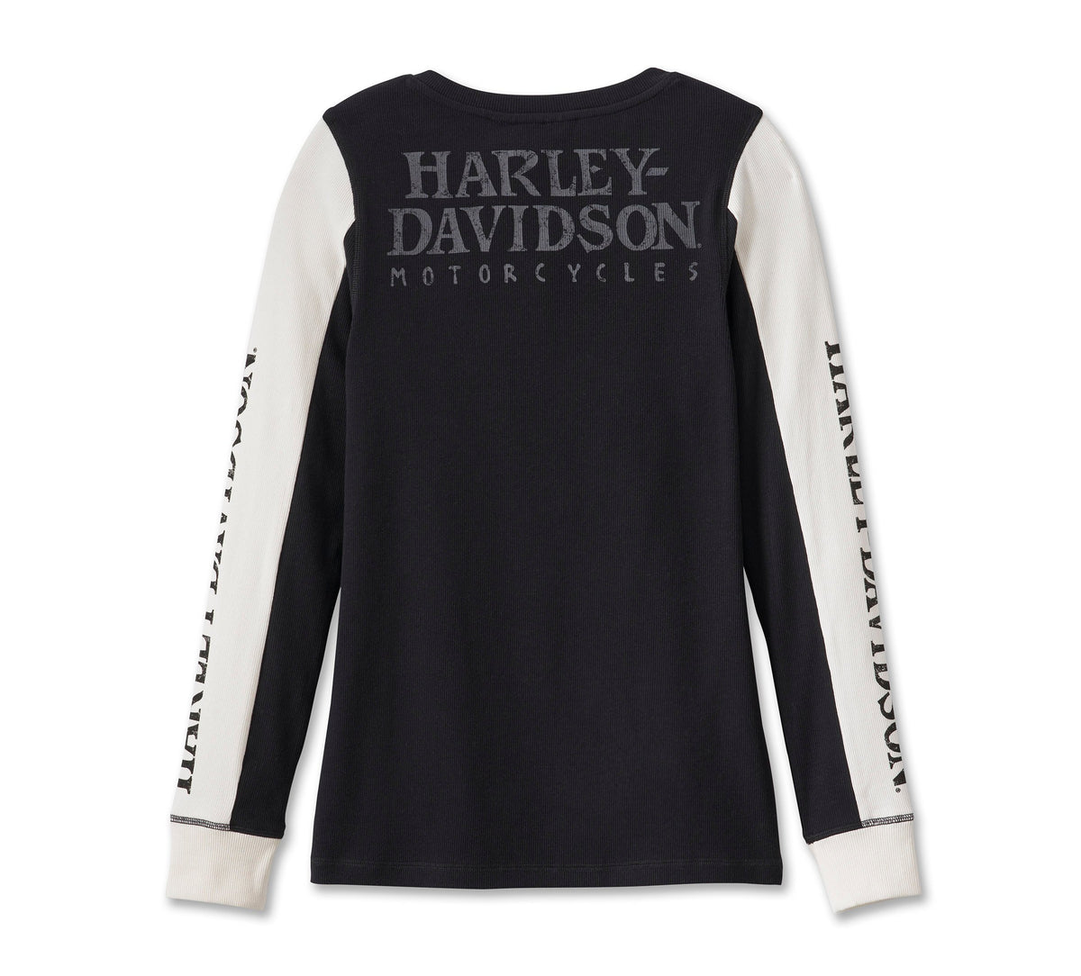 Harley-Davidson Women's Willie G Skull Snap Front Long Sleeve Henley - Colorblocked - Black Beauty