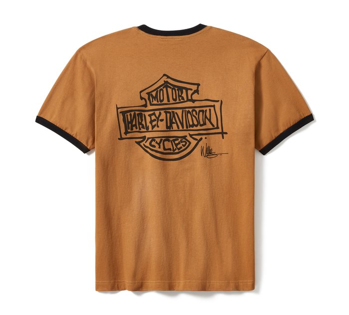 Harley-Davidson Willie G Sketch Art Ringer Tee - Dark Chocolate