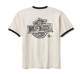 Harley-Davidson Willie G Sketchy Bar and Shield Ringer Tee - Parchment