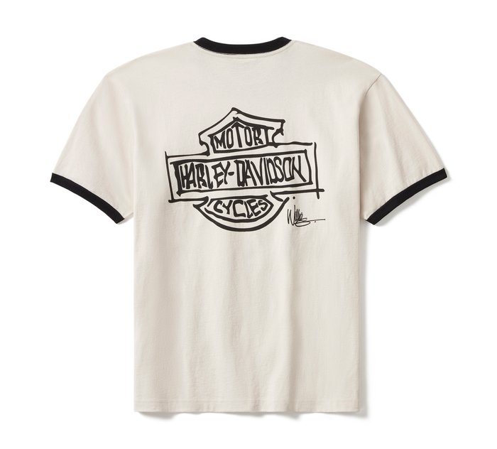 Harley-Davidson Willie G Sketchy Bar and Shield Ringer Tee - Parchment