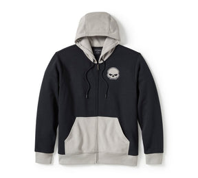 Harley-Davidson Men's Willie G Skull Colorblock Zip Front Hoodie
