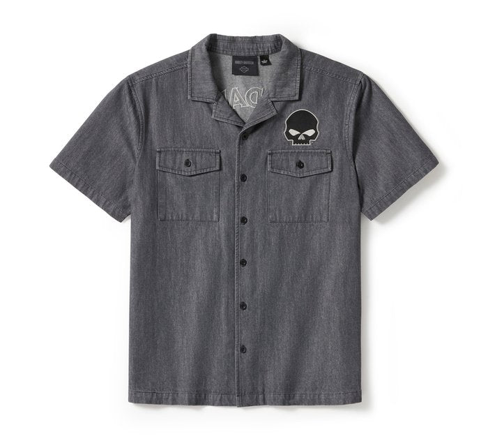 Harley-Davidson Men's Willie G Skull Denim Shirt