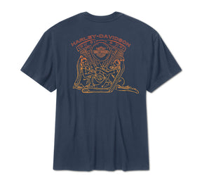 Men's H-D Engine Twins Short Sleeve Tee - Mood Indigo