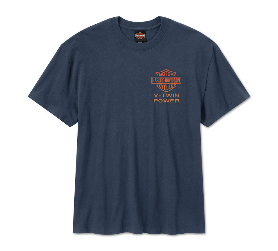 Men's H-D Engine Twins Short Sleeve Tee - Mood Indigo