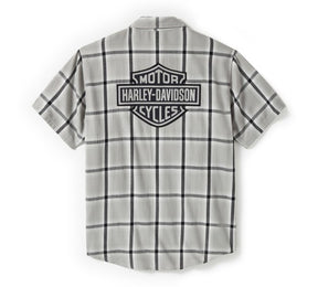 Harley-Davidson Men's Bar & Shield Staple Short Sleeve Shirt - Plaid - Ghost Gray & Asphalt