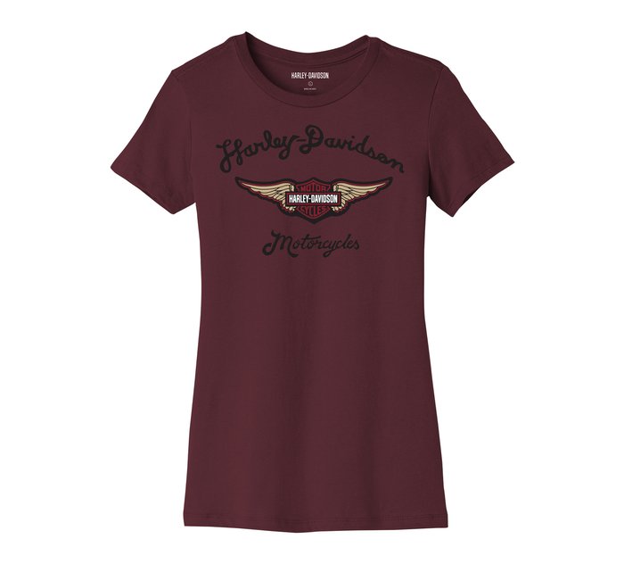 Harley-Davidson women´s T-Shirt Forever Silver Wing dark red
