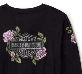 Harley-Davidson Women's Rose & Thorn Bling Long Sleeve Top - Harley Black
