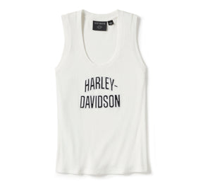 Harley-Davidson Women's Essential Arched Font Ribbed Tank - Cloud Dancer