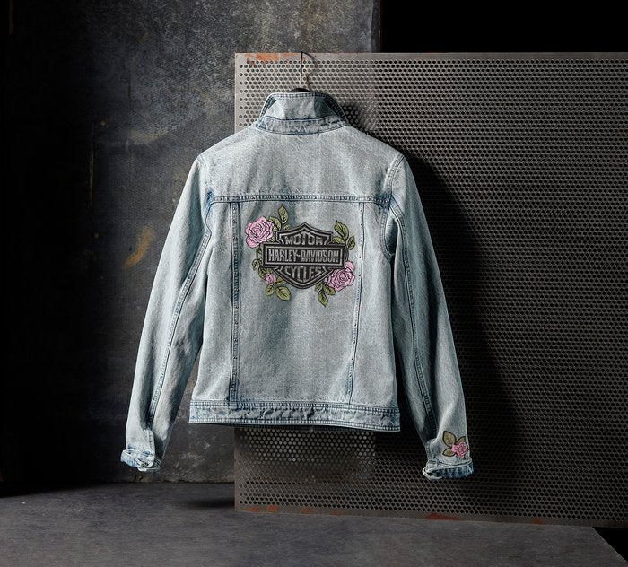 Harley-Davidson Women's Rose & Thorn Bling Denim Jacket