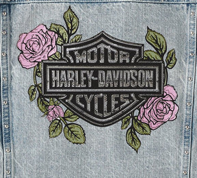 Harley-Davidson Women's Rose & Thorn Bling Denim Jacket