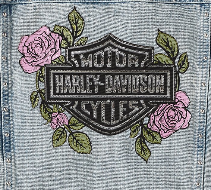 Harley-Davidson Women's Rose & Thorn Bling Denim Jacket