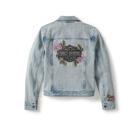 Harley-Davidson Women's Rose & Thorn Bling Denim Jacket