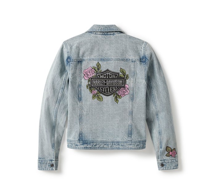 Harley-Davidson Women's Rose & Thorn Bling Denim Jacket