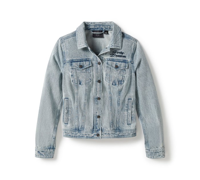 Harley-Davidson Women's Rose & Thorn Bling Denim Jacket