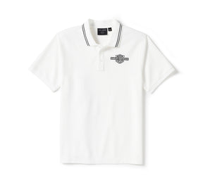 Harley-Davidson Men's Bar & Shield Solid Pique Polo - Bright White