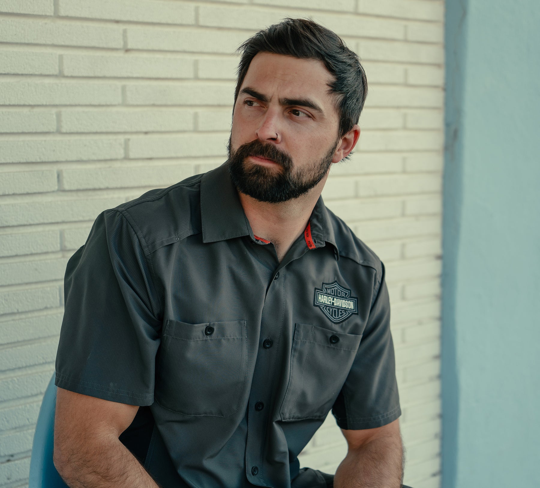 Harley-Davidson Men's H-D® TECH Colorblock Shirt - Colorblock - Asphalt & Harley Black