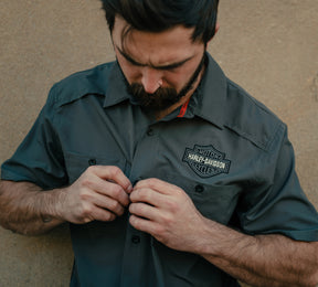 Harley-Davidson Men's H-D® TECH Colorblock Shirt - Colorblock - Asphalt & Harley Black