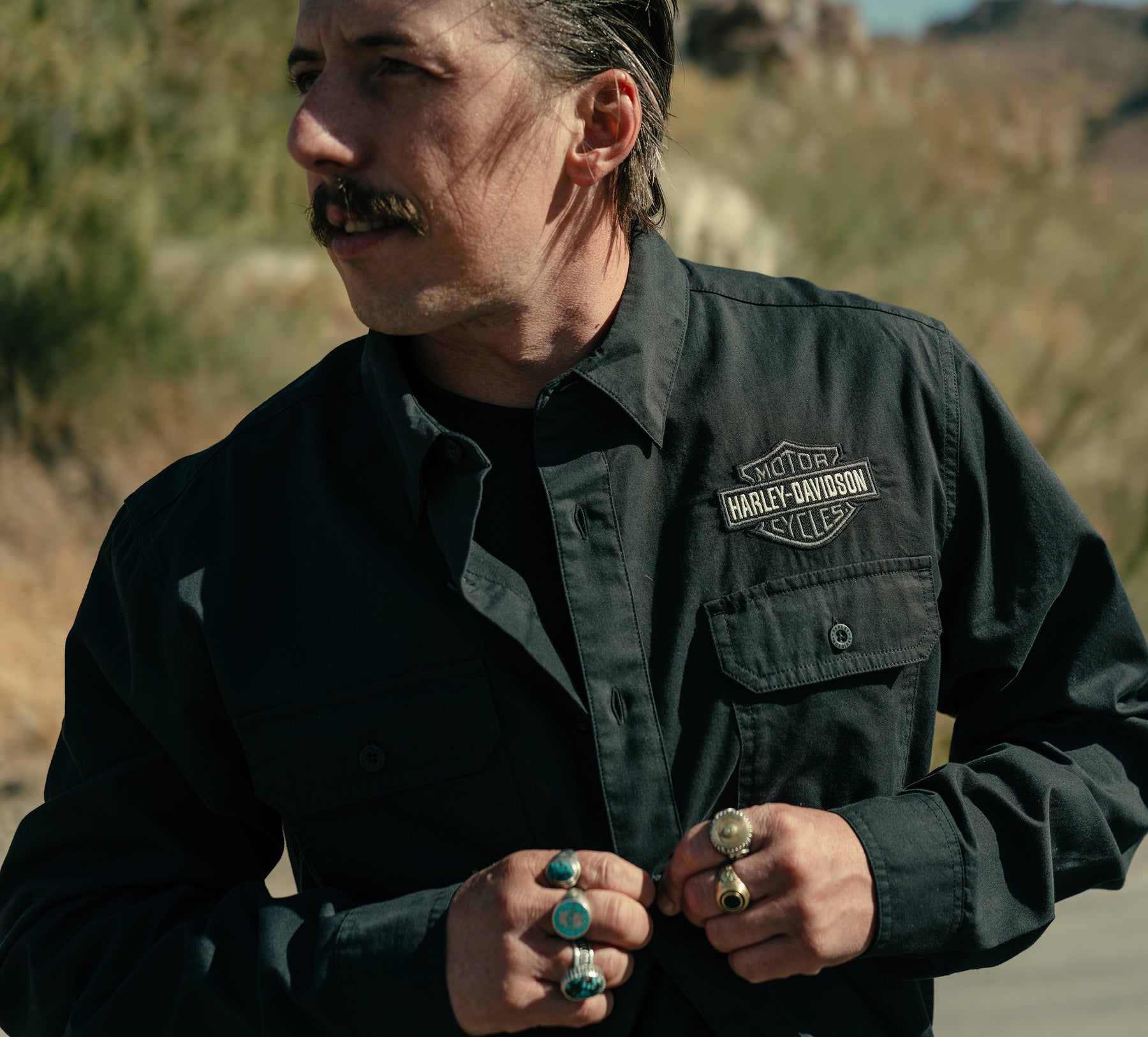 Harley-Davidson Men's Bar & Shield Solid Long Sleeve Shirt - Harley Black