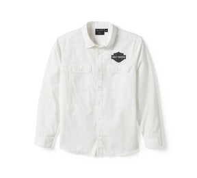 Harley-Davidson Men's Bar & Shield Solid Long Sleeve Shirt - Bright White