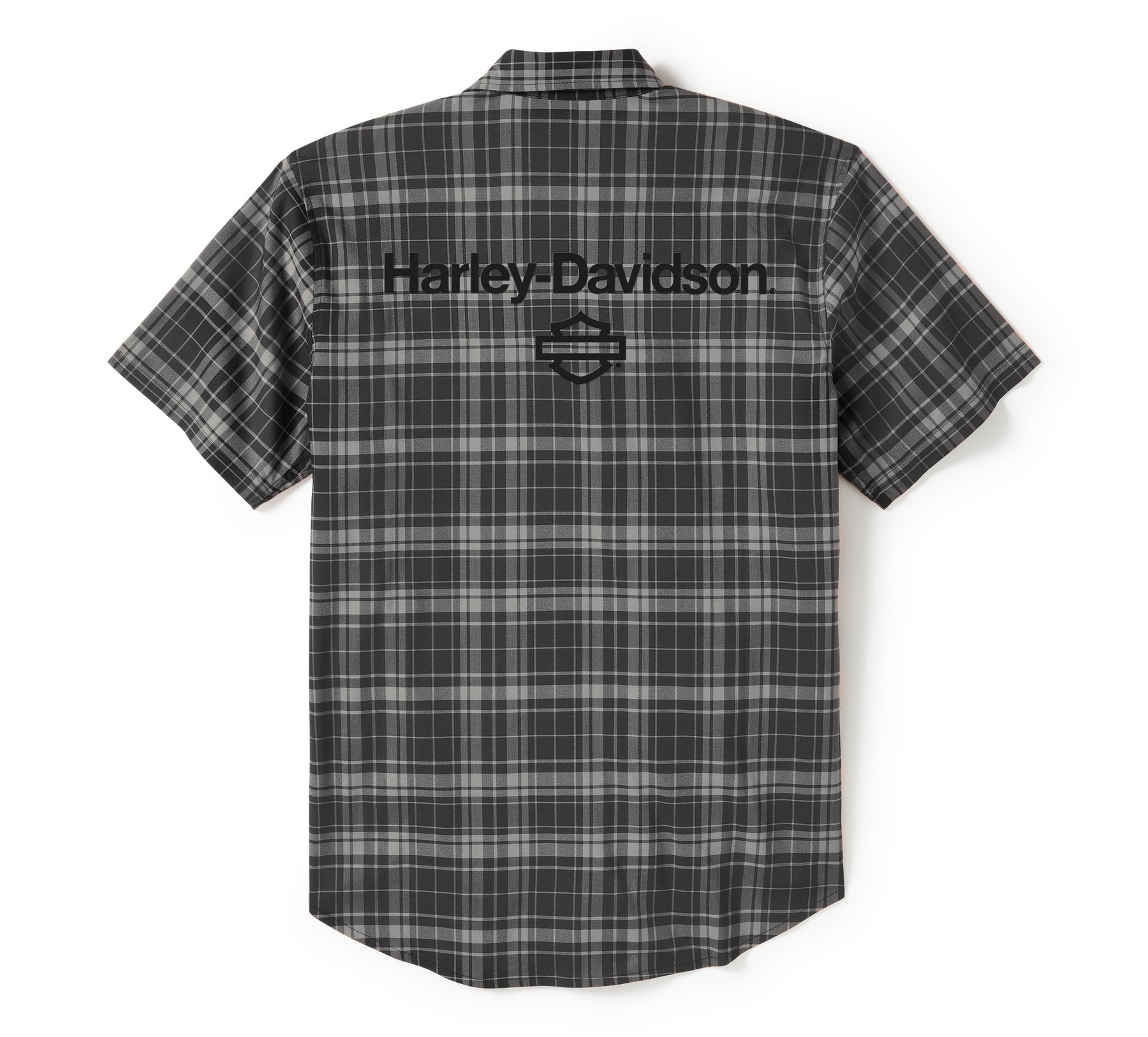 Harley-Davidson Men's H-D® TECH Coolmax® Plaid Short Sleeve Shirt - Plaid - Ghost Gray & Asphalt