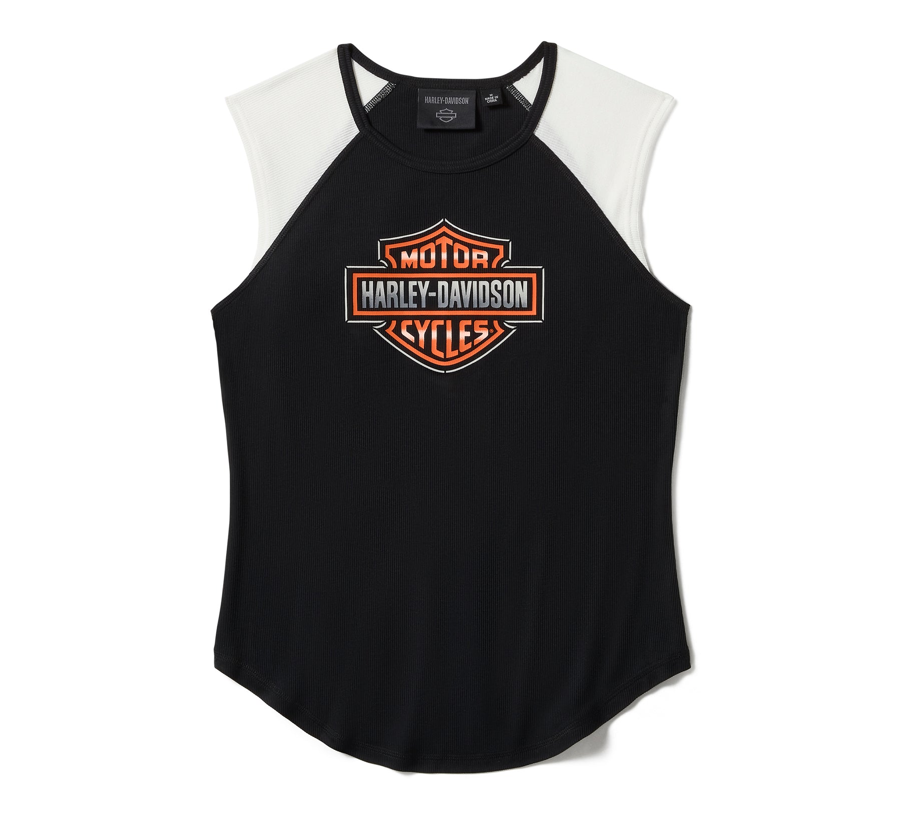 Harley-Davidson Women's Chrome Evo Raglan Tank - Colorblock - Harley Black & Cloud Dancer